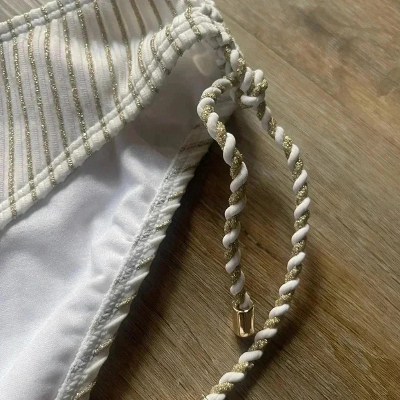 NWT Ted Baker London Women's 2 Bikini Swim Bottom Beach Lake Ivory Gold Metallic - Picture 5 of 11